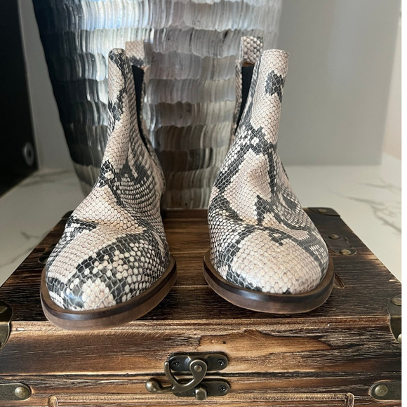 Lucky Brand Haylia Snake Print Pull-On Leather Booties - Picture 3 of 8